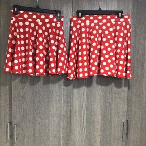 Vibrant Red Polka Dot Matching Mother and Daughter Skater Skirt Set